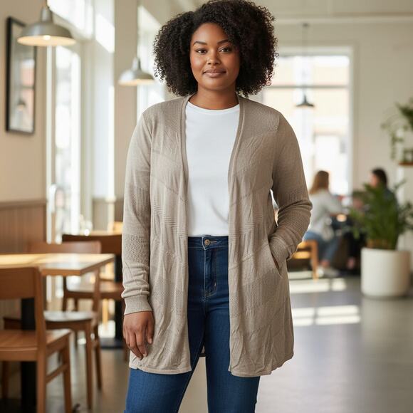 torrid Sweaters - Torrid Lightweight Cardigan Sweater Plus Size 1X Neutral Beige Tan Knit Open